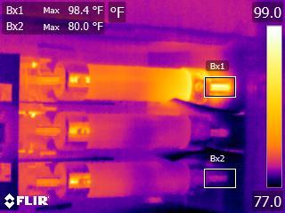 FLIR thermal scan showing 98°F elevated temperature